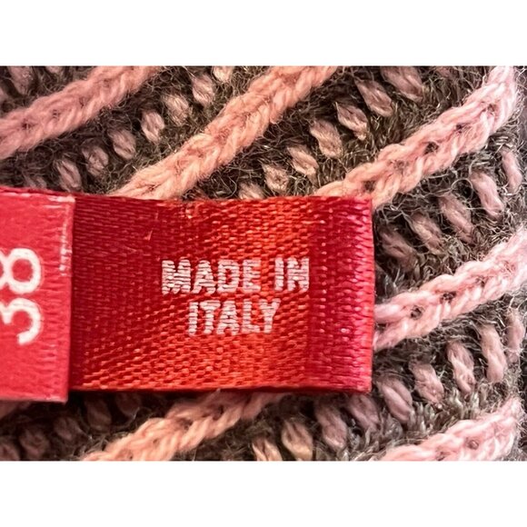 Vintage Escada Golf Size 38 Full Zip Pink Brown Striped Cardigan Hooded Sweater - Picture 7 of 8